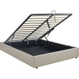 [en.casa] Polsterbett Nola mit Matratze 140x200 cm Leinen Beige [en.casa] Bett, 140 x 200