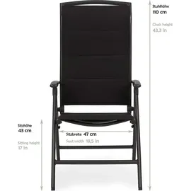 Brubaker Garten Sitzgruppe Milano - 1 Glastisch Klapptisch rund 70 cm Ø mit 6 Hochlehner Stühlen - Aluminium - Wetterfest - Anthrazit