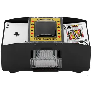 BlingBin Spiel Automatischer Kartenmischer Mischgerät zum Mischen von Karten, Familienspiel, für 2 Decks UNO, Poker, Skip BO & viele weitere Karten schwarz