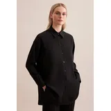 Seidensticker Longbluse SEIDENSTICKER "Schwarze Rose", Damen, Gr. XL42, schwarz, 100% Polyester, unifarben, oversize, ohne Ausschnitt, Blusen Longbluse, 1/1 Kragen Uni