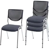 MCW 4er-Set Besucherstuhl H401, Konferenzstuhl stapelbar, Stoff/Textil ~ Sitz dunkelgrau, Füße chrom