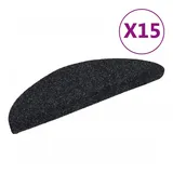 vidaXL 15 Stk. Selbstkl. Treppenmatten Nadelvlies 56x17x3cm Schwarz