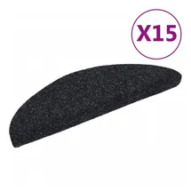 vidaXL 15 Stk. Selbstkl. Treppenmatten Nadelvlies 56x17x3cm Schwarz