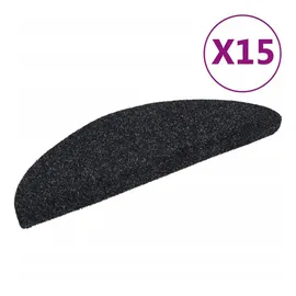 vidaXL 15 Stk. Selbstkl. Treppenmatten Nadelvlies 56x17x3cm Schwarz