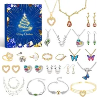 LuxusKollektion Adventskalender Schmuck 2024 Frauen Armband Halskette Ohrringe