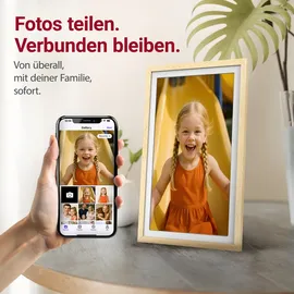 Xoro CPF 15 Zoll WiFi Digitale Bilderrahmen, 1920x1080 HD IPS Touch Display, 32GB Speicher, Automatische Rotation, Buchenholz, Teilen Sie Fotos sofort von überall aus