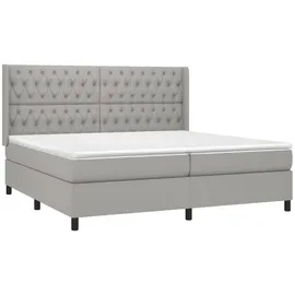 vidaXL Boxspringbett mit Matratze & LED Hellgrau 200x200 cm Stoff