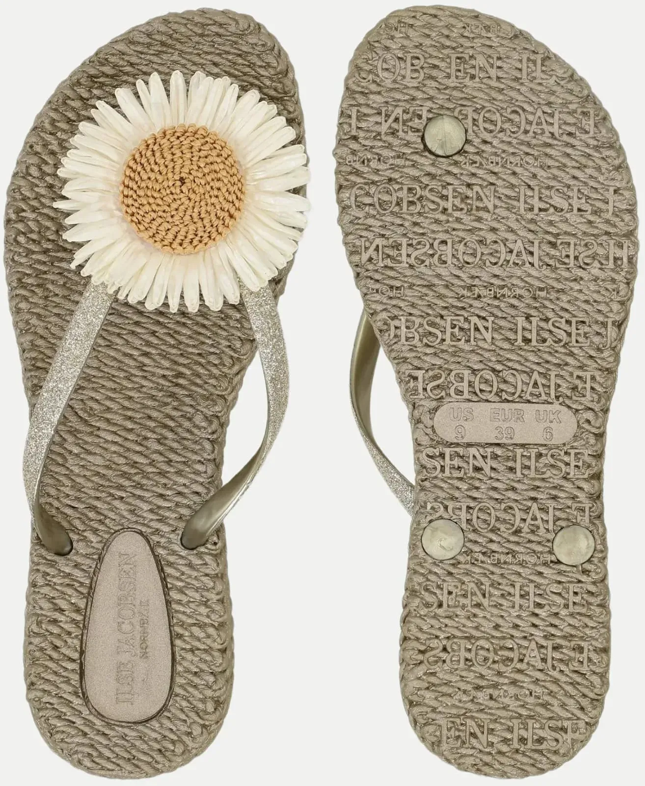 Flip-Flops mit Blumendetail Beige 42