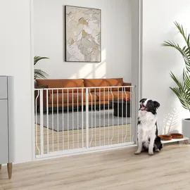 PawHut Hunde Türschutzgitter Treppenschutzgitter, 75-145 cm Hunde Türgitter Weiß - Weiß
