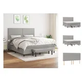 vidaXL Boxspringbett mit Matratze Hellgrau 160x200 cm Stoff