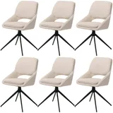 Mendler 6er-Set Esszimmerstuhl HWC-N73, Küchenstuhl, drehbar Auto-Return, Stoff/Textil Boucle (540g/m2) creme