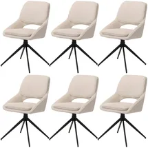 Mendler 6er-Set Esszimmerstuhl HWC-N73, Küchenstuhl, drehbar Auto-Return, Stoff/Textil Boucle (540g/m2) creme
