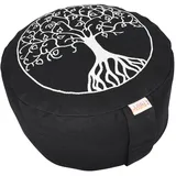 Yogimudra Ersatzbezug für Baum des Lebens Meditationskissen Ø30 cm x 10 cm – Rundkissen 1-TLG mit Reißverschluss – Perfekt für Meditations- & Yogakissen (Schwarz)