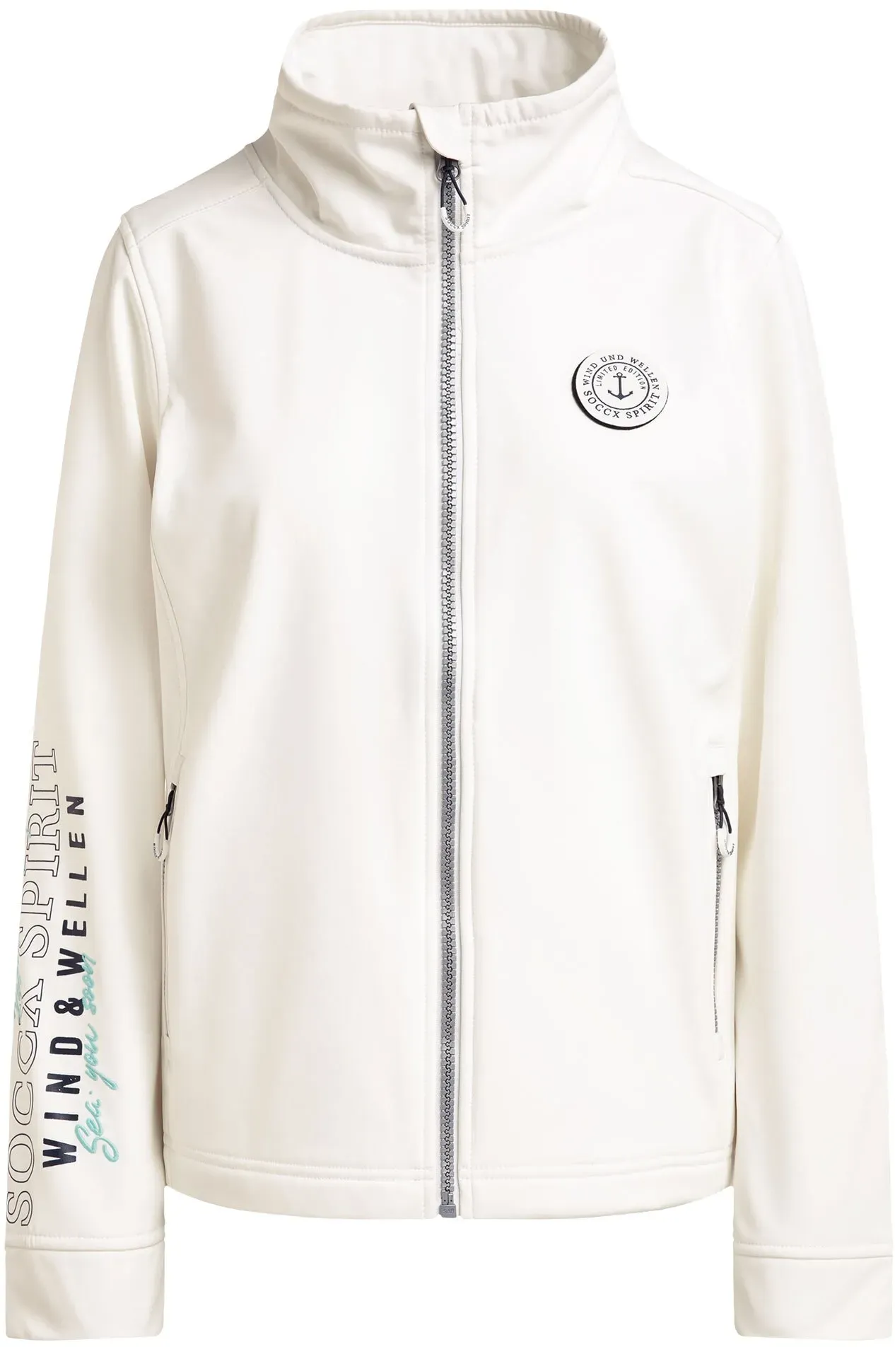 Softshelljacke SOCCX, Damen, Gr. 3XL, weiß, Softshell, Material Oberstoff Außenseite: 92% Polyester, 8% Elasthan, Material Oberstoff Innenseite: 100% Polyester, slim fit normal, eingesetzt gerader Abschluss, Jacken Softshelljacke, mit Stehkragen