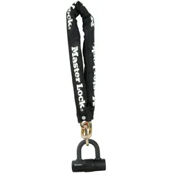 MASTER LOCK Kette aus gehrtetem Stahl (90 cm lang x 10 mm Durchmesser) mit einem Mini-U-Schloss mit Schlssel; schwarz