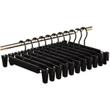 Hosenbügel 5 Stück Hosenbügel, verstellbare Clips, platzsparend, rutschfest, Metallgestell, Organizer for Damenröcke, Kleidung, Socken, Dessous-Gestelle(Black 5Pcs)