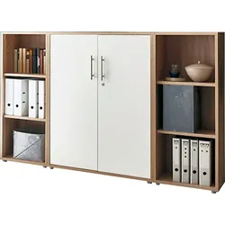 Büromöbel-Set BMG MÖBEL "TABOR 2 niedrig", weiß (eiche sonoma, weiß), H:113,6cm T:33cm, Holzwerkstoff, Arbeitsmöbel-Sets