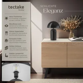 Tectake tectake® Retro-Tischlampe, Pilzdesign 40W - schwarz