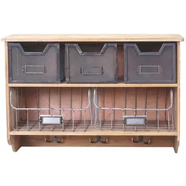 Mendler Wandgarderobe HWC-A43, Haushaltsregal Regal, Tanne Holz Vintage Patchwork 42x60x24cm