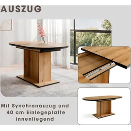 otto home Essgruppe OTTO HOME "Basel, Tischgruppe mit 4 Stühlen, Esstisch ausziehbar 140 - 180 cm", grau (eichefarben, hellgrau,), Webstoff, Auszugsplatte, Sitzmöbel-Sets, Essgruppe, BESTSELLER, Sitzgruppe, Tisch, Stühle, ovale Tischplatte, Säulentisch