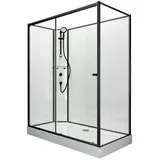 Schulte Komplettdusche Ibiza, 5 mm Sicherheitsglas, Profile Mattschwarz, Rückwände weiß, Duschwanne weiß