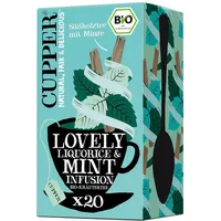 Cupper Bio Kräutertee Lovely Liquorice & Mint", Pfefferminztee, 20 Teebeutel, umweltfreundlich, fair gehandelt