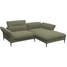 flexlux Ecksofa Salino, Funktionssofa mit Recamiere, Relaxsofa, Ecksofa, Sofa mit Arm- und Kopfteil-Verstellungen, Kaltschaum & Stahl-Wellen grün