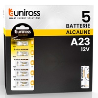 Uniross Batterie MN21 A23 23A 12V Spezialistische Alkaline Batterien - Blister mit 5 Batterien