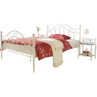 Metallbett cremeweiß 140 x 200 cm Bett romantisch antik Ehebett Doppelbett neu