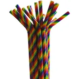 Trinkhalme Papier Einweg-Strohhalme mit Knick bunt gestreift "RAINBOW" - 24 cm (1000 Stück)