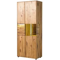 MASSIVMOEBEL24.DE Vitrine Wildeiche 80 x 43 x 200 cm Beige