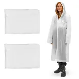 Relaxdays Regenmantel 2er Set, mit Kapuze, Regenponcho wiederverwendbar, Damen & Herren, wasserdicht, lang, leicht, weiß