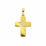 Adelia ́s Kettenanhänger Kreuzanhänger 333 Gold (8K) mit Zirkonia, Goldanhänger Kreuz goldfarben
