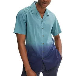 stylisches Herren Kurzarm-Hemd im Dip-Dye-Effekt Sommer-Hemd Urlaubs-Shirt 954996 Blau - 39/40