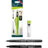 Pica Tieflochmarker + Ersatzminen HB + Permanent Pen Fine schwarz + Permanent Marker weiß Set 4-teilig