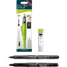 Pica Tieflochmarker + Ersatzminen HB + Permanent Pen Fine schwarz + Permanent Marker weiß Set 4-teilig
