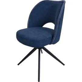 MCW 6er-Set Esszimmerstuhl MCW-N72, Polster-Küchenstuhl, drehbar Auto-Return, Stoff/Textil (420g/m2) Öko-Tex ~ blau