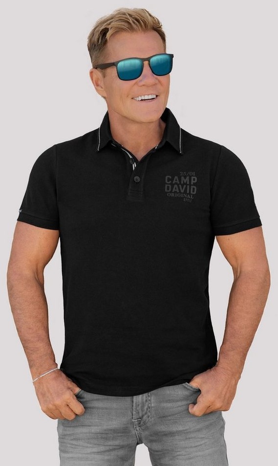 CAMP DAVID Poloshirt aus Baumwolle schwarz L