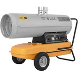 SIAL 20 kW Indirekte Ölheizer Heizkanone Diesel Bauheizer Bautrockner 800 m3/h Heizgebläse 32 L Tank mit Thermostat/Überhitzungsschutz Silber IY20