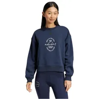 Adidas Damen Signature Graphic Print Fleece Loose Sweatshirt, Legend Ink, L