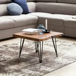 Kadima Design Massivholz Couchtisch mit Baumkante, Sheesham, Haarnadelbeine - Stilvoll & Naturverbunden. 56x51x38 cm