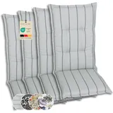 GO-DE Textil Bequeme und attraktive Polsterauflagen für Hochlehner-Gartenstühle (4er-Set, Stripes Exclusive hellgrün, Hochlehner)