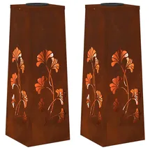 vidaXL Solarleuchte Stahl 18 cm x 18 cm x 50 cm 2er Set rostig
