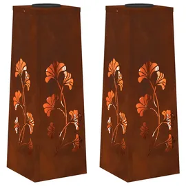 vidaXL Solarleuchte Stahl 18 cm x 18 cm x 50 cm 2er Set rostig