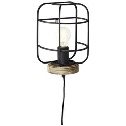 BRILLIANT Lampe, Gwen Wandleuchte antik holz/schwarz korund, Metall/Holz, 1x A60, E27, 52W,Normallampen (nicht enthalten)