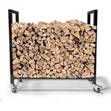 Quick Star Kaminholzregal Metall 90 x 25 x 90 cm mit Rollen Schwarz