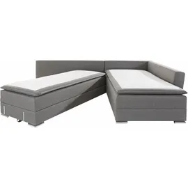 otto home Ecksofa OTTO HOME "Night & Day L-Form, B: 324 cm", grau (hellgrau), B:324cm H:95cm T:218cm, Struktur ( 100% Polyester);Luxus-Microfaser (100% Polyester), Sofas, Ecksofa, mit Bettfunktion, Bettkasten & 3 Zierkissen, Boxspringbett 180x200 cm, Topseller