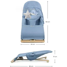 Kinderkraft MIMI NORDIC BREEZE Babywippe, Spielbügel mit 2 Spielzeuge, verstellbare Rückenlehne, Weiches Material, Minimalistische Skandinavisches Design, Zusammenklappbar, Blue