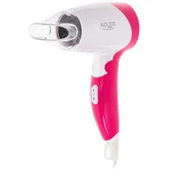 Adler AD 2259 Haartrockner 1200 W weiß rosa zusammenklappbar Kunststoff Netzstrom 2 Stufen