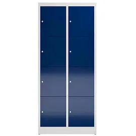 Classix Schließfachschrank enzianblau, lichtgrau X-523421, 8 Schließfächer 80,0 x 50,0 x 180,0 cm